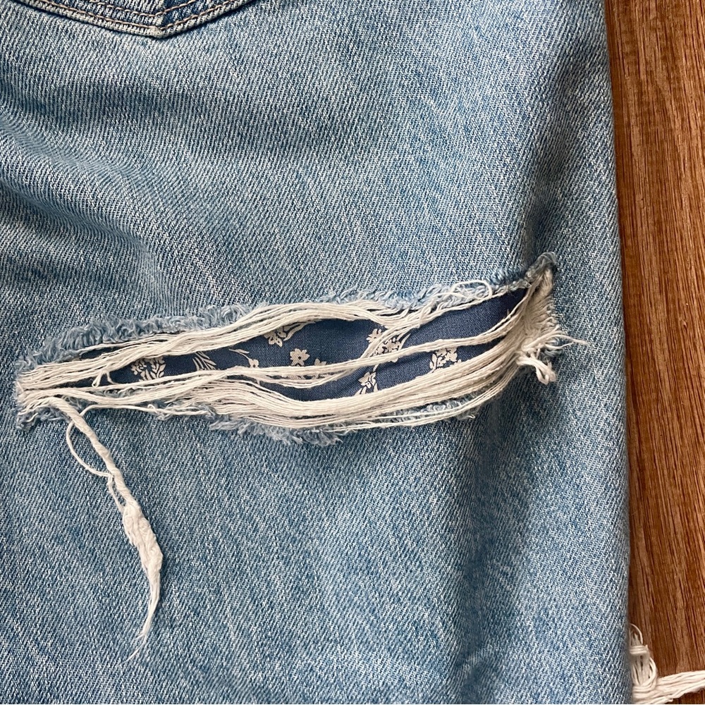 American Eagle Outfitters Blue Patchwork Mom Straight Jeans 12 - Picture 10 of 10